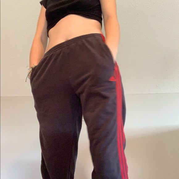 adidas Pants & Jumpsuits | Navy Blue And Red Adidas Sweat Pants | Poshmark